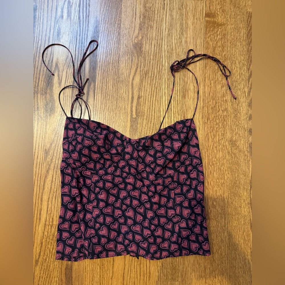 Reformation Pink and Black Printed Cami